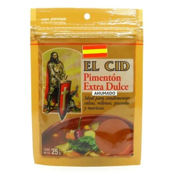 El Cid Pimentón Extra Dulce Ahumado Pó de Páprica Extra Doce Defumado, 25 g / 2,64 oz Bolsa com zíper (pacote com 3) 