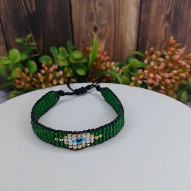 Green Evil Eye Bracelet, Good Luck Gift, Protect, Lucky, Friendship Br –  LylaSupplies