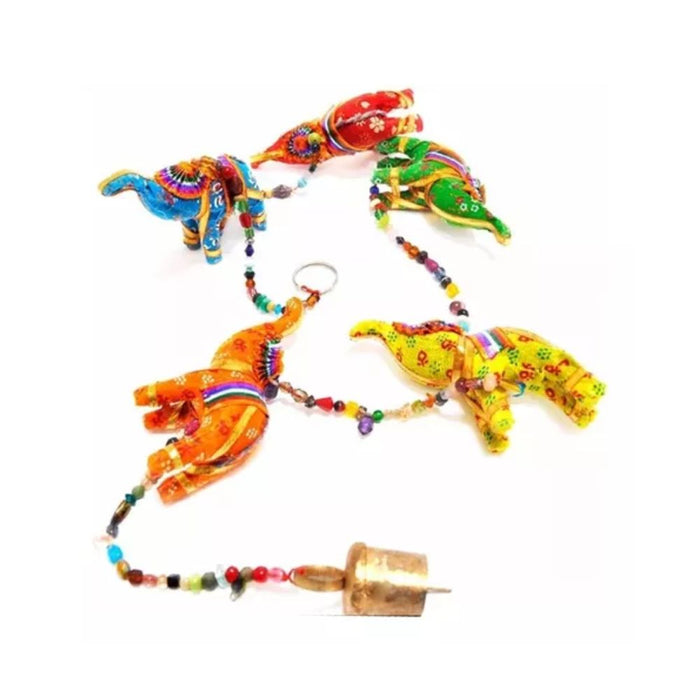Elephants Decorative Garland Traditional Indian Five Elephant Hanging Door with Bell, 85 cm / 33.5" approx