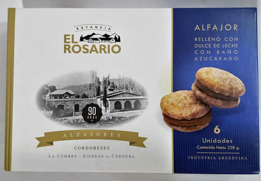 Estancia El Rosario Alfajores Cordobeses Sprinkled Sugar Alfajor with Dulce de Leche Filling, 38 g / 1.34 oz ea (box of 12 alfajores)