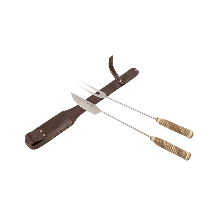 Estilo Austral | Artisanal Grilling Set with Thick Braided Handle - BBQ Tools for Asado | 16 cm