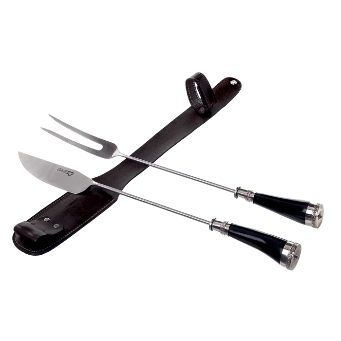 Estilo Austral | Handcrafted Asado Grill Set with Cow Horn and Alpaca Accents - Artisanal BBQ Tools | 16 cm