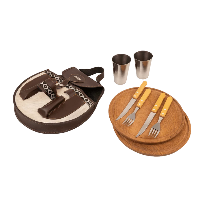 Estilo Austral | Handcrafted Double Round Picnic Set - Handwoven | Asado Essential