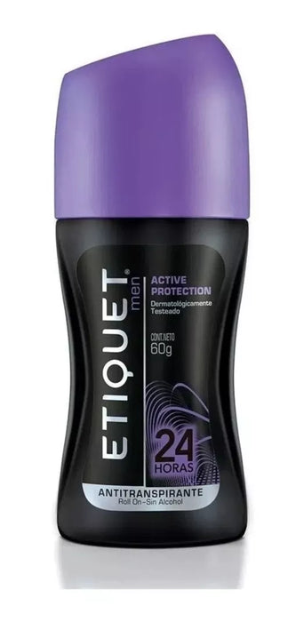 Etiquet Active Roll On Antiperspirant & Deodorant Men Protect & Care 24 Hour Protection | Alcohol Free, 60 g / 2.11 oz