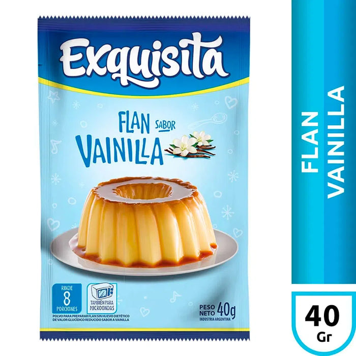 Exquisita Vanilla Powder Ready to Make Flan, 8 servings per pouch, 40 g / 1.41 oz ea (pack of 3 pouches)