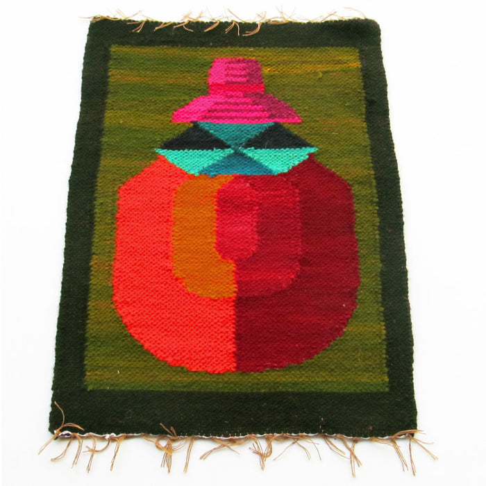 Handcrafted Artisanal Individual: Wari Motif, Green Background, Northern Argentinean Style