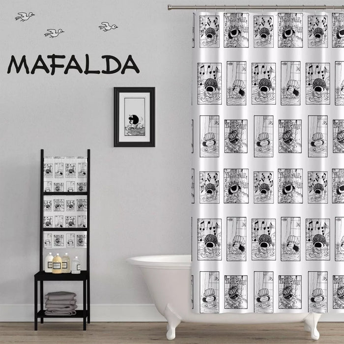 Extra Thick Mafalda Plastic Shower Curtain Protector with Hooks - Bathroom Decor