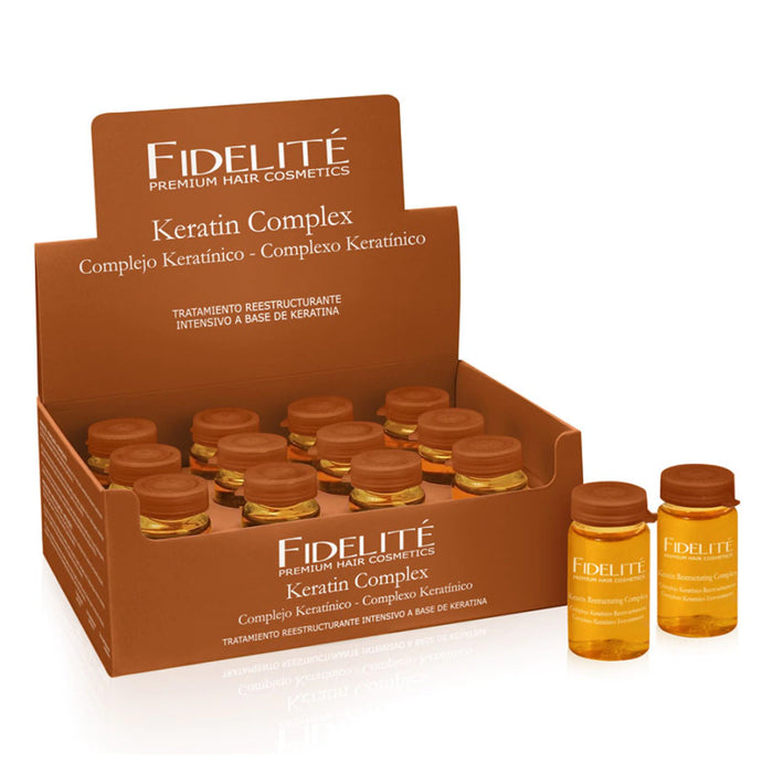 Fidelite 12-Pack Keratin Restructuring Ampoule - Hair Repair & Shine, 15 ml / 0.50 fl oz