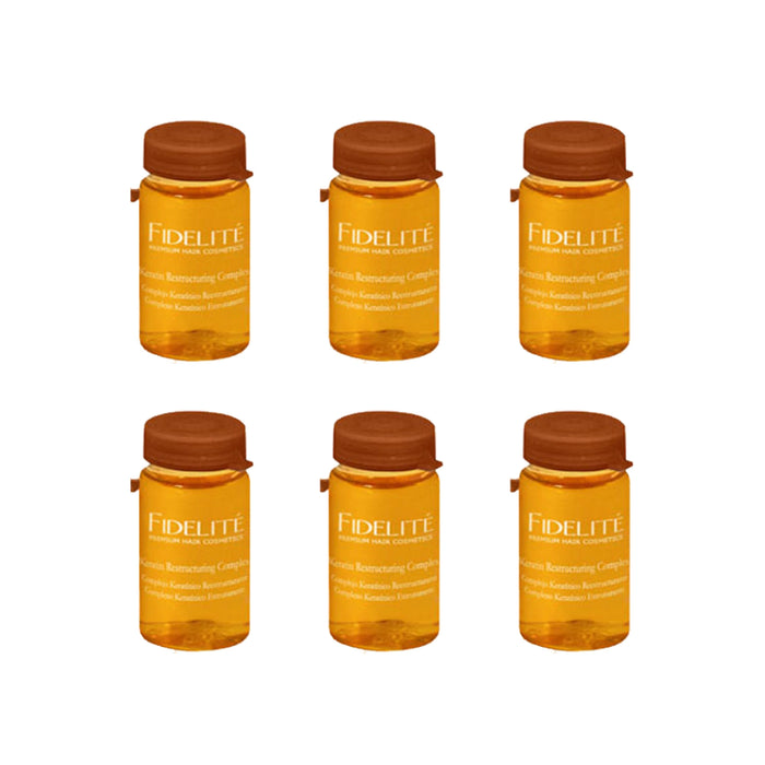 Fidelite 6-Pack Keratin Restructuring Ampoule - Professional Hair Repair,  15 ml / 0.50 fl oz
