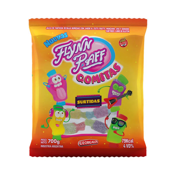 Flynn Paff Gomitas Surtidas Azucaradas Gummies Tutti Frutti Banana and Grape Flavors, 700 g / 24.69 oz