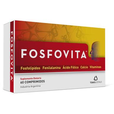 Fosfovita Suplemento Dietario Dietary Supplement for Memory, Brain Health & Focus with Leecithin, L-phenylalanine & Vitamins B1, B6 and B12 (60 pills)