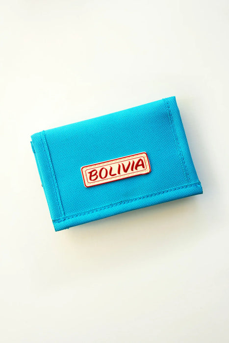 Bolivia Divina | Modern Sky Blue Wallet | Rubber Print Design | Stylish and Trendy Accessory