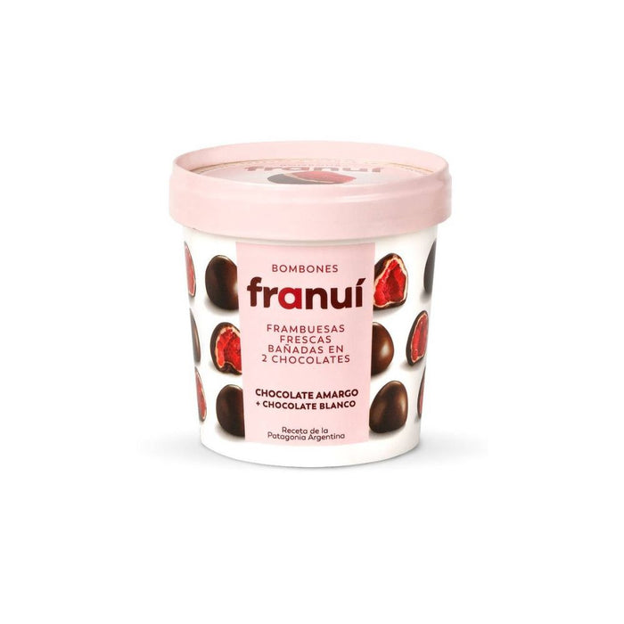 Franuí Bonbon Dark & White Chocolate Coated Raspberries Frozen Dessert Premium Chocolate Helado Gluten Free, 150 g / 5.29 oz ea (pack of 3)