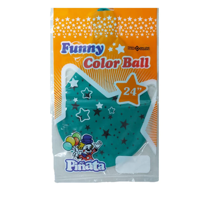 Balão Funny Color Piñata Globo Verde com Estrelas 24'' 