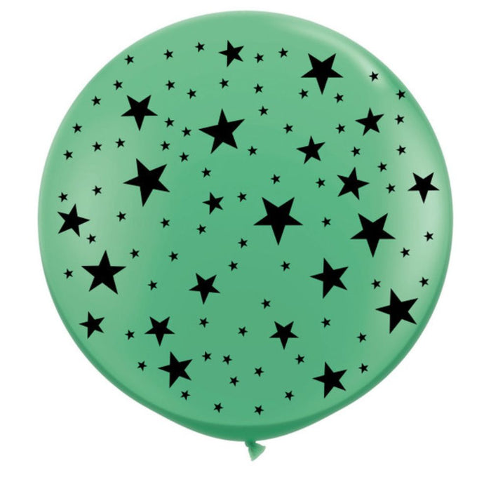 Funny Color Piñata Globo Green Balloon with Stars 24''