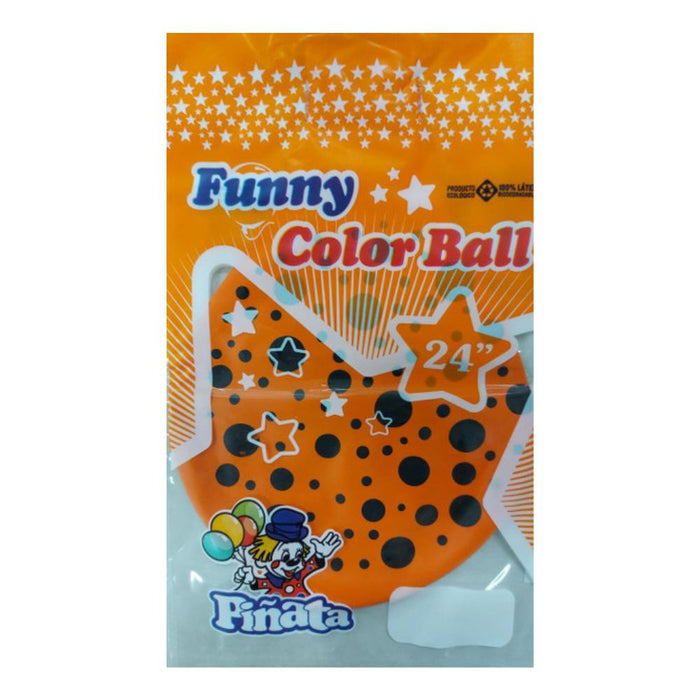 Funny Color Piñata Globo Orange Balloon with Polka Dots 24''
