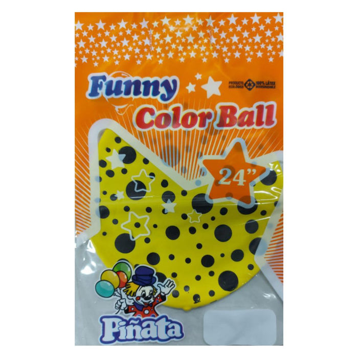 Funny Color Piñata Globo Yellow Balloon with Polka Dots 24''
