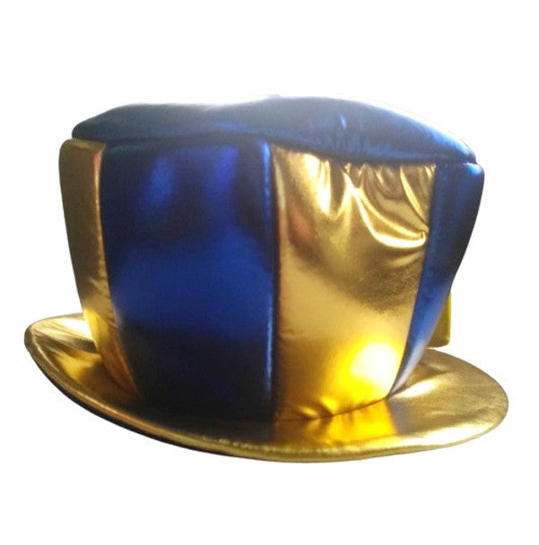 Galera Metalizada Con Moño Boca Juniors Blue & Yellow Metallic Colors Top Hat Unisex Carnival Accessory Fun Themed (One Size Fits All)