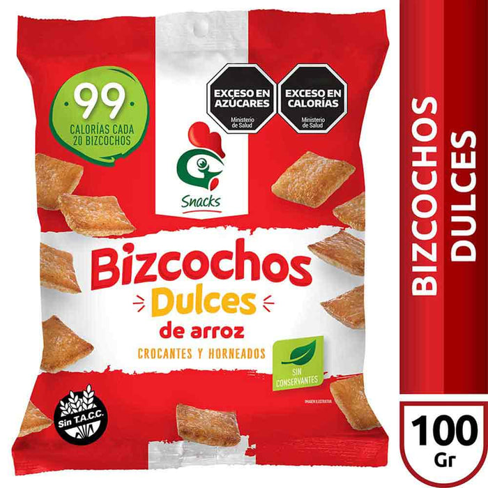 Gallo Bizcochos Galletas Arroz Dulce Sweet Gluten-Free Sin TACC Crocante Horneadas Baked, 100 g / 3.5 oz ea (pack of 3)