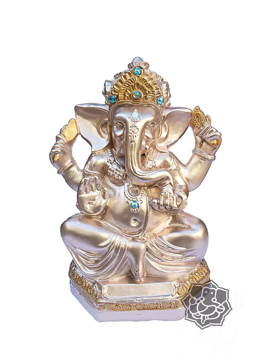 Ganesh Estatua Decorativa Hecha a Mano de Yeso Beige 20 cm x 15 cm - Decoración única para el hogar - Ganesh Decorativo Hecho a Mano en Yeso Beige Estatuilla