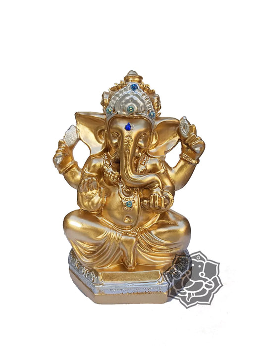 Ganesh Golden Handmade Decorative Plaster Statue 20 cm x 15 cm - Ganesh Decorativo Hecho a Mano en Yeso Dorado Estatuilla
