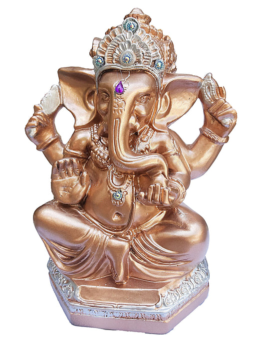 Estatua Decorativa Hecha a Mano de Bronce de Yeso Ganesh 20 cm x 15 cm Pieza de Arte única para decoración del hogar - Ganesh Decorativo Hecho a Mano en Yeso Bronce Estatuilla