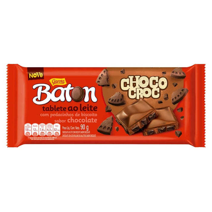 Garoto Chocolate Bar Baton Croc Tableta de Chocolate Baton Croc, 90 g / 3.17 oz