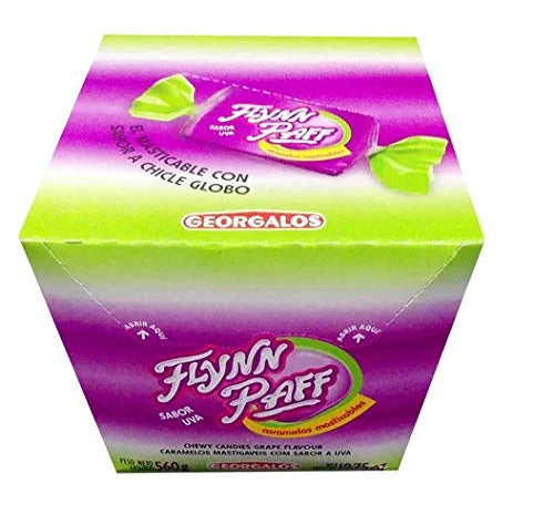 Georgalos Caramelos Flynn Paff Uva Doce macio com sabor de uva, caixa de 560 g / 19,75 oz 