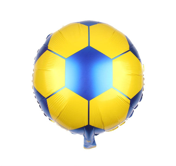 Globo Pelota Azul y Oro 10-Piece Football Soccer Balloons Metallic Mylar Balloon Decoration for Birthday Party Boca Juniors Design, 46 cm / 18.1" (pack of 10)
