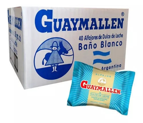 Guaymallen Alfajor Blanco White Chocolate with Dulce de Leche, 38 g / 1.3 oz (Box of 40)