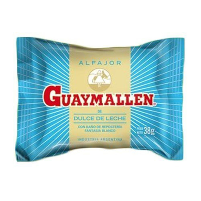 Guaymallén Alfajor Chocolate Branco com Doce de Leite, 38 g / 1,3 oz (pacote com 12) 
