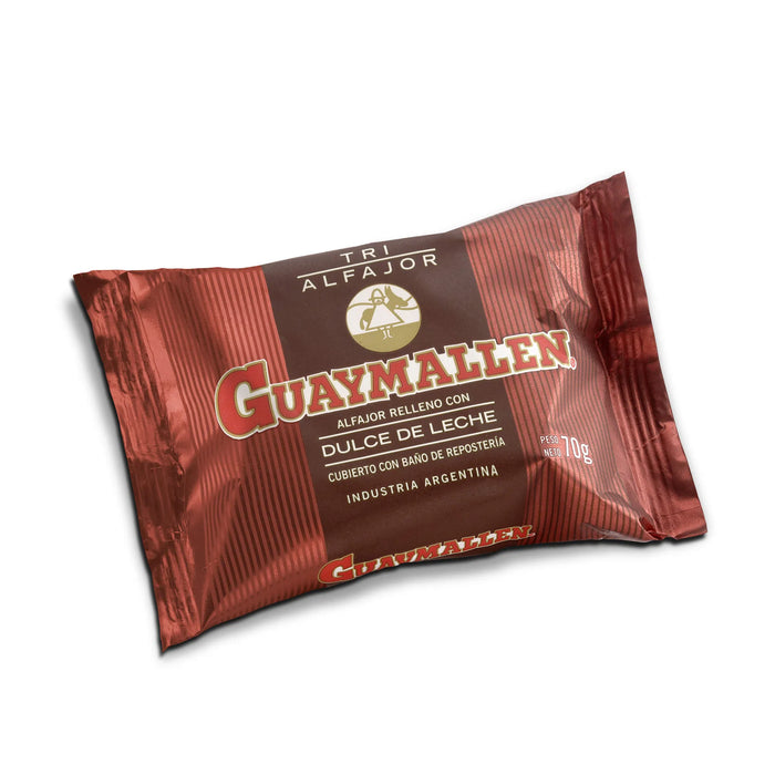 Guaymallén Triplo Alfajor de Chocolate ao Leite com Doce de Leite, 70 g / 2,5 oz (pacote com 6) 