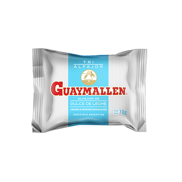 Guaymallén Triplo Alfajor de Chocolate Branco com Doce de Leite, 70 g / 2,5 oz (pacote com 6) 