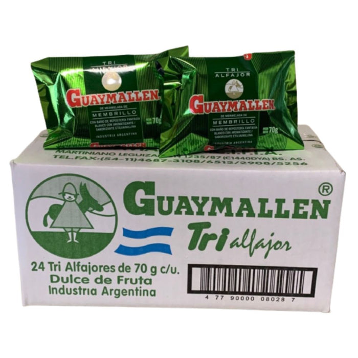 Guaymallen Triple White Chocolate Alfajor with Membrillo Fruta Quince Jelly Wholesale Bulk Box, 70 g / 2.5 oz (24 count)