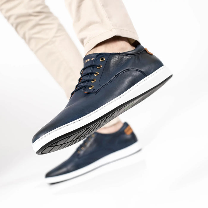 Briganti | Men's Blue Leather Shoe - 100% Leather, Elastic Fit, Removable Insole, Stylish Comfort