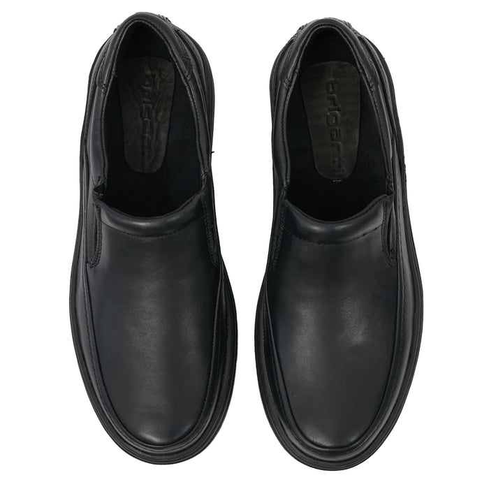 Briganti | Men's Black Leather Shoe - 100% Leather, Elastic Fit, Stylish Comfort for Every Occasion