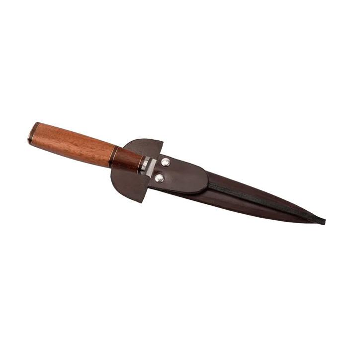 Handcrafted Argentine Tradition Dagger Knife - Stainless Steel & Wooden Handle | Includes leather scabbard