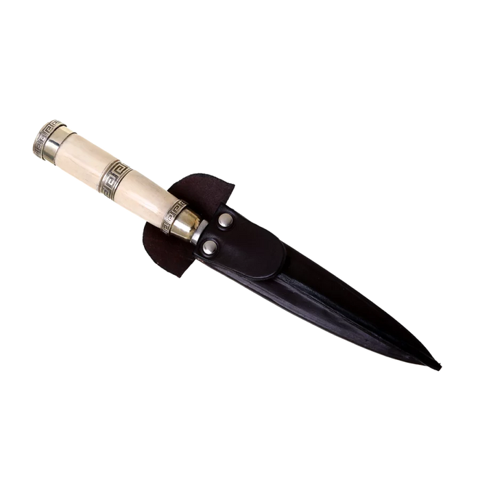 Handcrafted Argentine Tradition Knife - Stainless Steel, Bone & Triple Alpaca Virola, 14 cm / 5.51" | Inspired by Argentina's Heritage | Includes leather scabbard