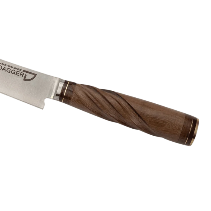 Handcrafted Argentine Tradition Knife - Stainless Steel & Galloneada Wooden Handle | Includes leather scabbard