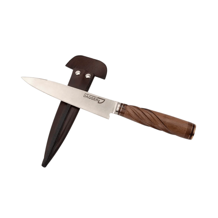 Handcrafted Argentine Tradition Knife - Stainless Steel & Galloneada Wooden Handle | Includes leather scabbard