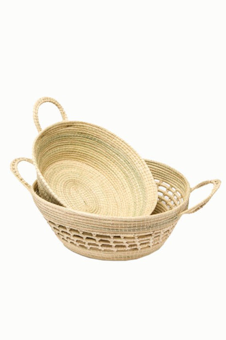 Matriarca Handcrafted Carandillo Leaf Fruit Bowl-Egg Tray (32x12) - Traditional Artisanal Weaving, All Pieces Handwoven