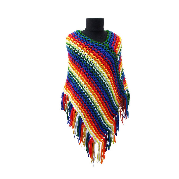 Handcrafted Children's Poncho: Norteño Argentinian Style - Wipala Design - Perfect for Kids