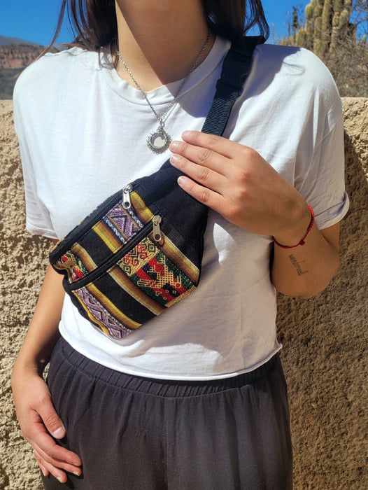 Handwoven Aguayo Fabric Waist Bag - Artisanal Riñonera De Tela - Unique and Stylish (Various colors)