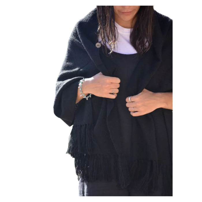 Handwoven Northern Wool Scarf | Humahuaca, Jujuy | Pashmina Norteño | Authentic Tejido Design (Black)