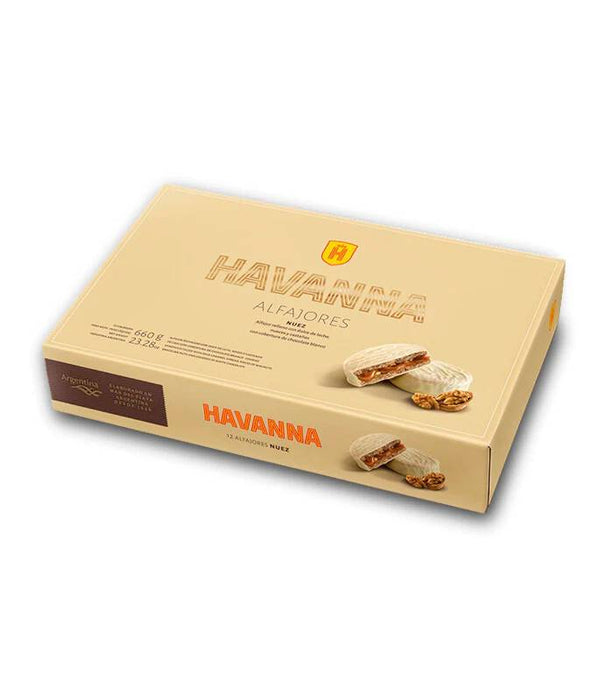 Havanna Alfajor White Chocolate with Nuts Nuez and Dulce de Leche (box of 12)