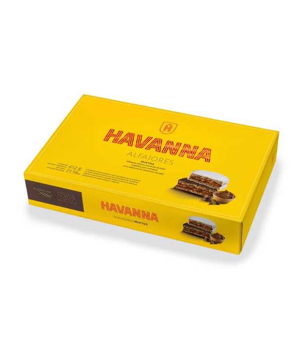 Havanna Alfajor (Chocolate con Leche y Recubierto de Azúcar) con Dulce de Leche (caja de 12) 