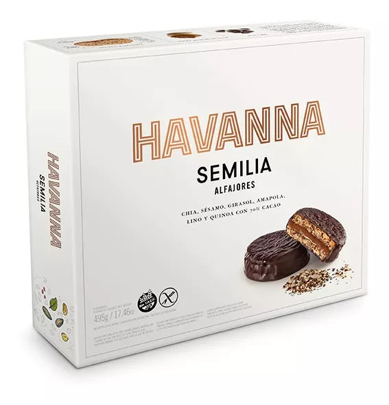 Havanna Semilia Semillas Mix 6 Sementes Alfajor &amp; Doce de Leite - Sin TACC Sem Glúten (caixa com 8) 
