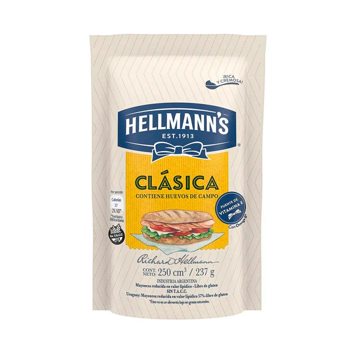 Hellmann's Mayonnaise Classic Argentinian Style Mayonesa in Pouch, 237 g / 8.35 oz