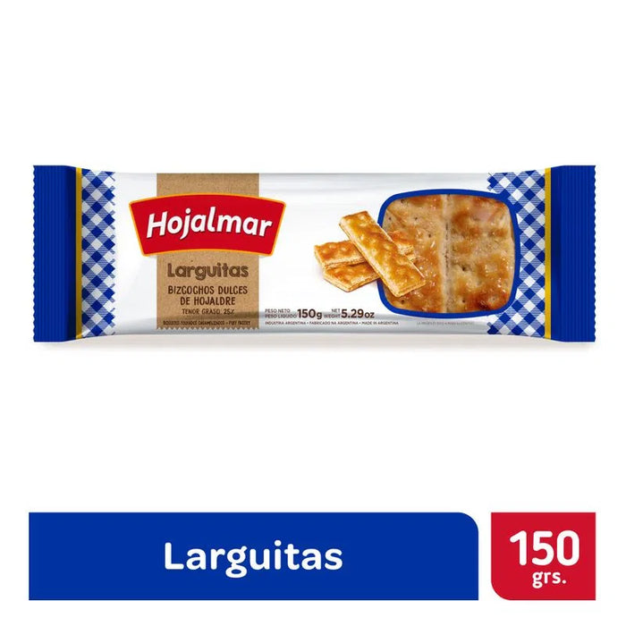 Hojalmar Larguitas Bizcochos Dulces de Hojaldre Sugar Sprinkled Finger Cookies Puff Pastry Biscuits, 150 g / 5.29 oz (pack of 3)