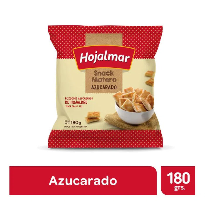 Hojalmar Snack Matero Bizcochos Dulces de Hojaldre Puff Pastry Cookies Dusted with Sugar, 180 g / 6.34 oz (pack of 3)